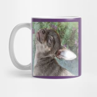 Cute Cheeky Chihuahua funny face. Flowers art design Mug